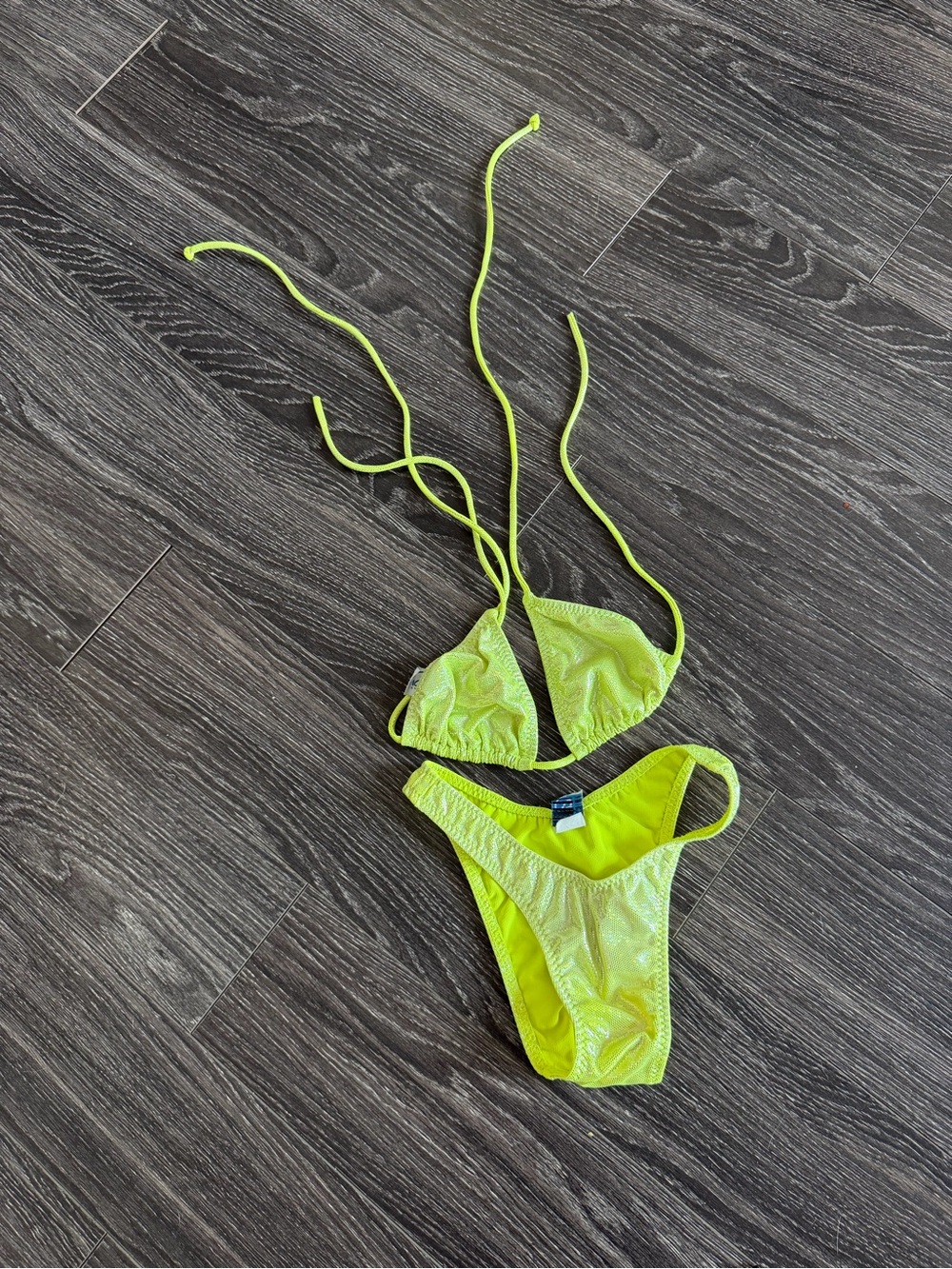 Neon Lime Triangle Bikini Set